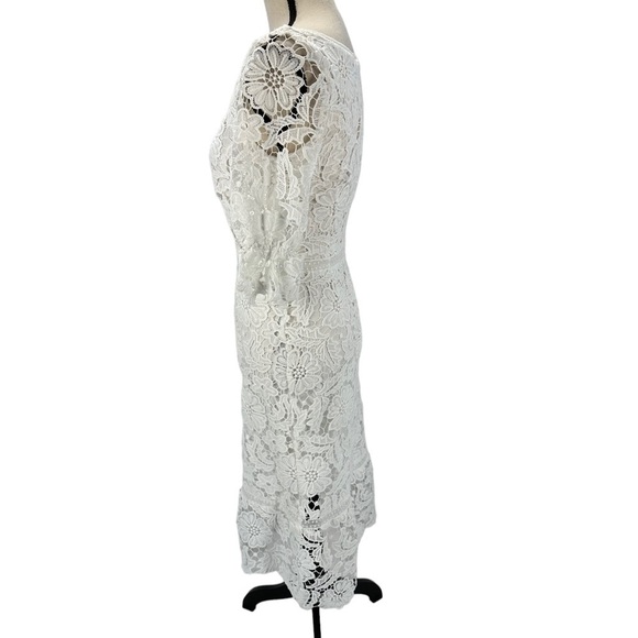 BB Dakota Square Neck Short Sleeve Lace Midi Dress - White - size 0 - Picture 4 of 8